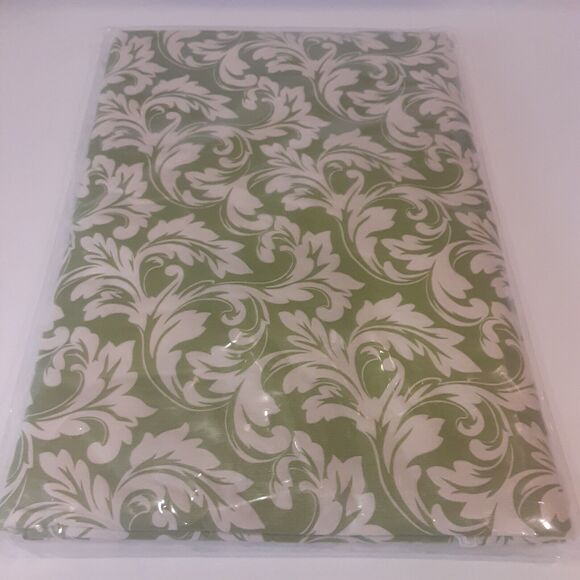 Sultan Linens Vinyl /Flannel BackTablecloth Round 60" Arugula Green/Cream - Picture 1 of 6
